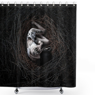 Personality  Girl In The Nest, Corpse Of The Girl In The Woods Shower Curtains