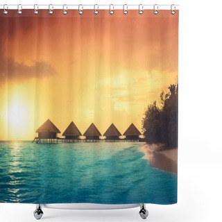Personality  Sunset On Maldives Island Shower Curtains