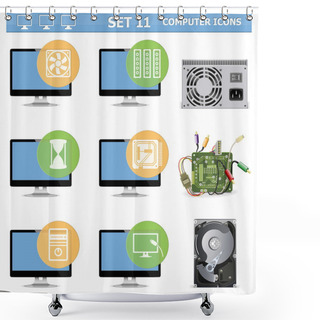 Personality  Vector Computer Icons Set 11 Shower Curtains