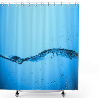 Personality  Flowing Water Background With Drops, Isolated On Blue Shower Curtains