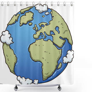 Personality  Cartoon Earth Shower Curtains