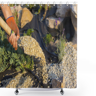 Personality  The Use Of Marble Chips And Boulders In The Creation Of The Japanese Garden Of Stones Shower Curtains