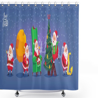 Personality  Collection Of Cartoon Vector Santa Claus Icons. Christmas Illustration Shower Curtains