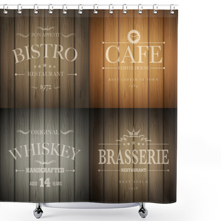 Personality  Emblems On Wood Texture Shower Curtains