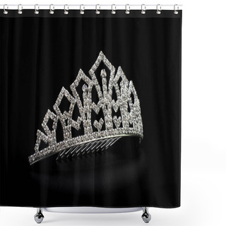 Personality  Silver Tiara Isolated On A Black Background Shower Curtains