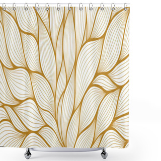 Personality  Luxury Floral Pattern With Hand Drawn Leaves. Elegant Astract Background In Minimalistic Linear Style. Trendy Line Art Design Element. Vector Illustration. Shower Curtains