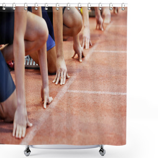 Personality  Athletes At The Sprint Start Line Shower Curtains