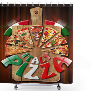Personality  Italy Pizza On The Old Cutting Board Shower Curtains