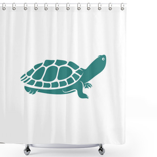 Personality  Turtle Design Vector Illustration, Creative Turtle Logo Design Concepts Template, Icon Symbol Shower Curtains
