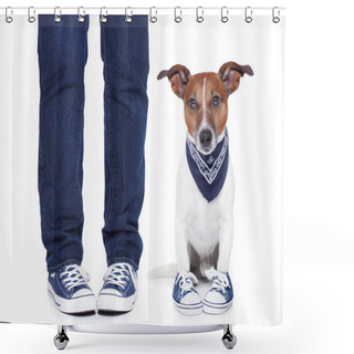 Personality  Dog Owner And Dog Shower Curtains