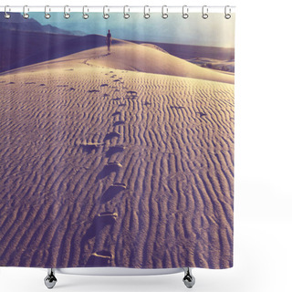 Personality  Man Hiker In Desert Shower Curtains