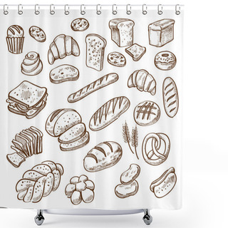 Personality  Bread On White Background Shower Curtains