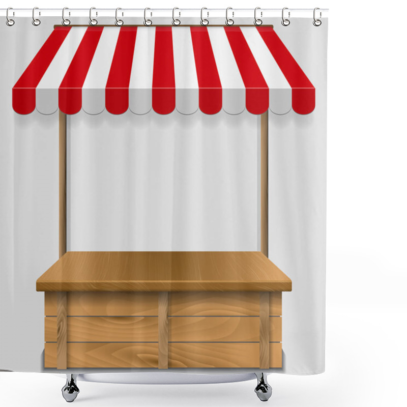 Personality  Store Window With Striped Awning Shower Curtains