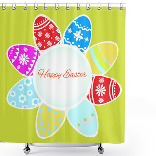 Personality  Happy Easter Greeting Card. Vector Shower Curtains