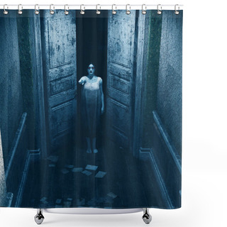 Personality  3d Illustration Of Ghost Woman In Haunted House  Shower Curtains