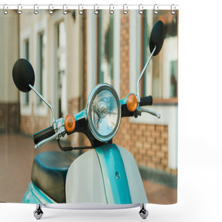 Personality  Retro Scooter Parked On Street Shower Curtains