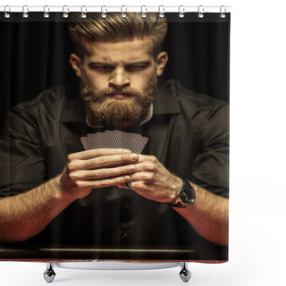 Personality  Man Holding Cards Shower Curtains