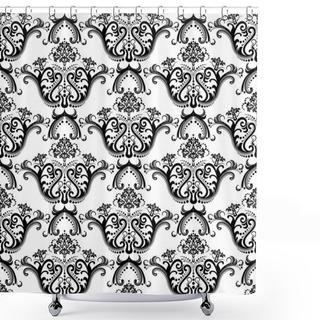 Personality  Luxury Seamless Black & White Wallpaper Shower Curtains