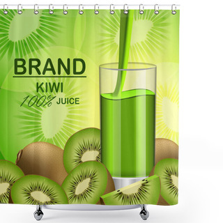 Personality  Kiwi Fruit Food Slice Banner, Realistic Style Shower Curtains