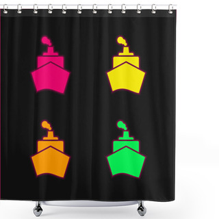 Personality  Boat From Front View Four Color Glowing Neon Vector Icon Shower Curtains