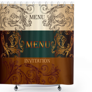 Personality  Collection Of Vector Invitation Cards In Vintage Style Shower Curtains