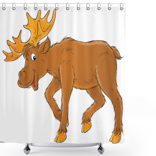 Personality  Happy Brown Moose. Shower Curtains