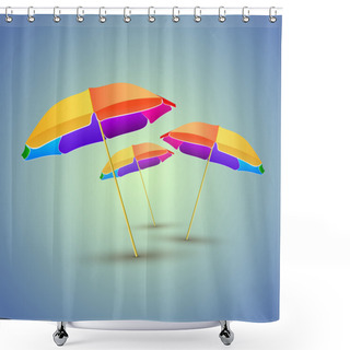 Personality  Vector Illustration Of Colorful Beach Umbrellas Shower Curtains
