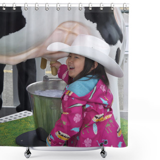 Personality  Having Fun Milking A Cow Shower Curtains