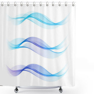 Personality  Blue Abstract Lines - Waves Shower Curtains