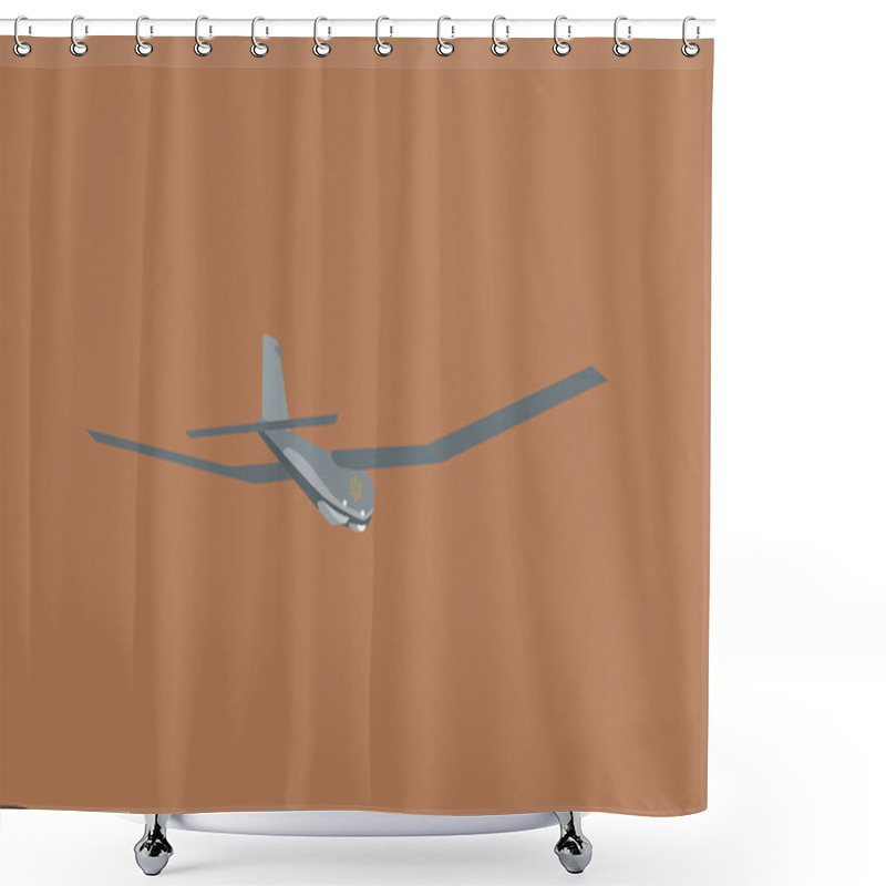 Personality  illustration of military aircraft with national ukrainian trident symbol isolated on brown shower curtains