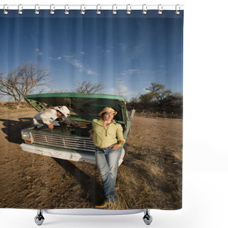 Personality  Couple With A Pickup Truck Shower Curtains