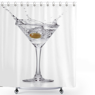 Personality  Splash From Olive In A Glass Of Cocktail. Shower Curtains