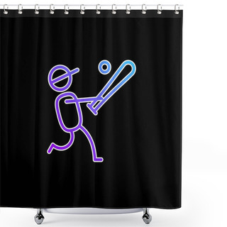 Personality  Baseball Player Blue Gradient Vector Icon Shower Curtains