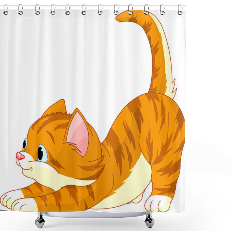 Personality  Cute red hair Cat stretching shower curtains