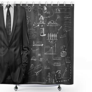 Personality  Man In The Suit And Business Strategy On The Wall Shower Curtains