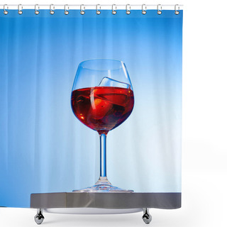 Personality  Cocktail Aperol Spritz With Ice Cubes In Glass On Blue Background  Shower Curtains
