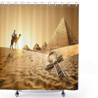 Personality  Pyramids And Ankh Shower Curtains