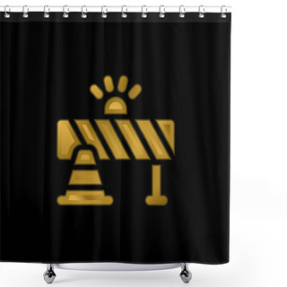 Personality  Barricade Gold Plated Metalic Icon Or Logo Vector Shower Curtains