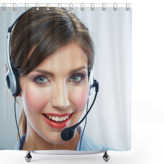 Personality  Woman Call Center Operator. Shower Curtains