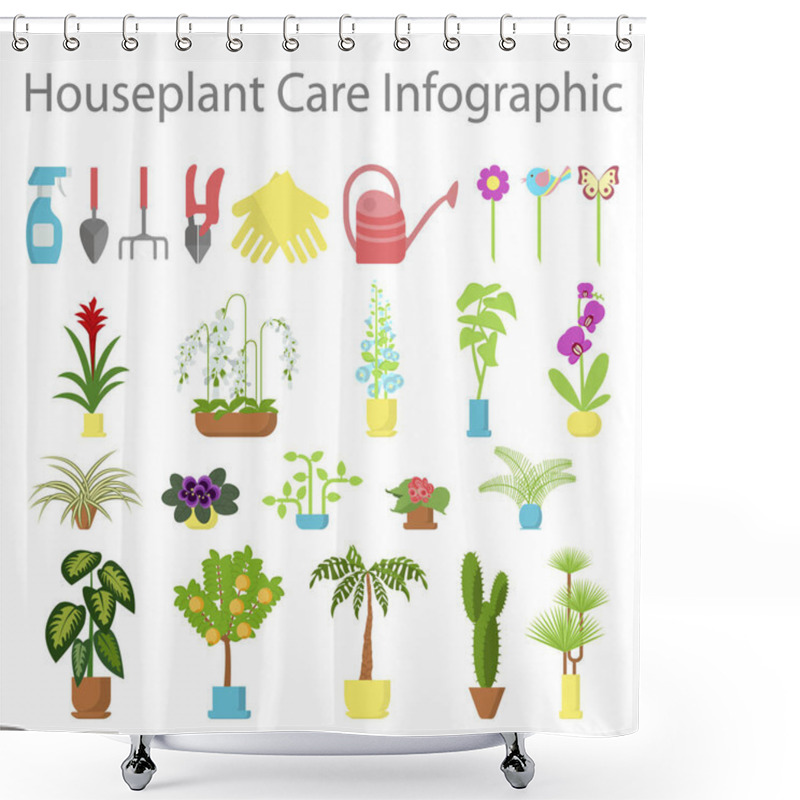Personality  Window Gardening Ifographic Elements Shower Curtains