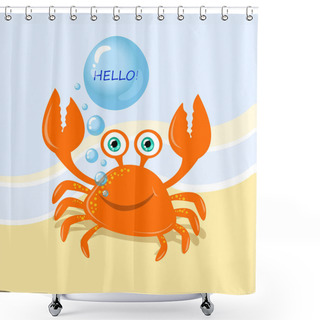 Personality  Funny Cartoon Crab Message Greeting Shower Curtains