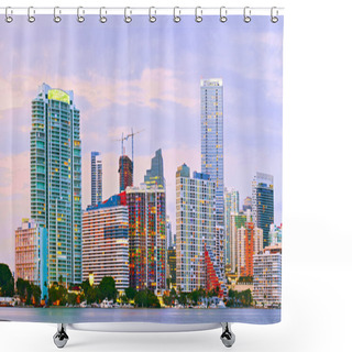 Personality  Panorama Of Miami Florida Shower Curtains