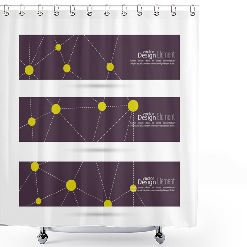 Personality  Set Of Vector Banners With Triangles And Polygon Mesh. Shower Curtains