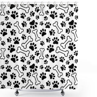 Personality  Seamless Background - Pet Paw Print And Bone Shower Curtains