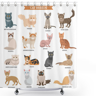 Personality  Cat Breed Set Shower Curtains
