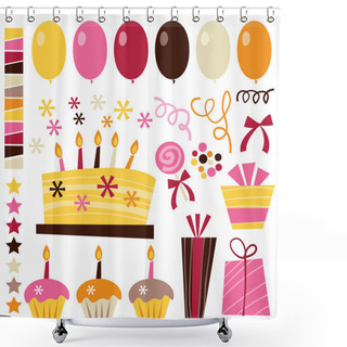 Personality  Retro Surprise Birthday Elements Shower Curtains
