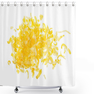 Personality  Lemon Peel Or Zest Isolated On White Background. Healthy Food. Top View. Flat Lay Shower Curtains