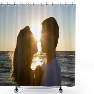 Personality  Couple Hugging, Enjoying Summer Sunset. Shower Curtains