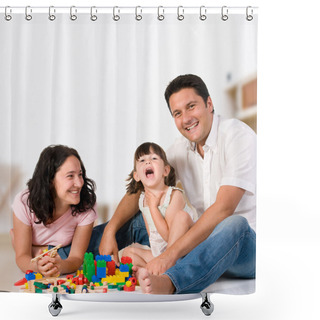 Personality  Happy Family Playing With Blocks Shower Curtains