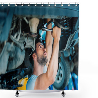 Personality  Automechanic Working On Car  Shower Curtains